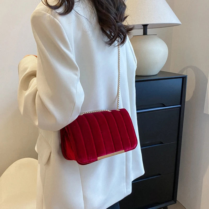 Lana-Velvet Chain Clutch