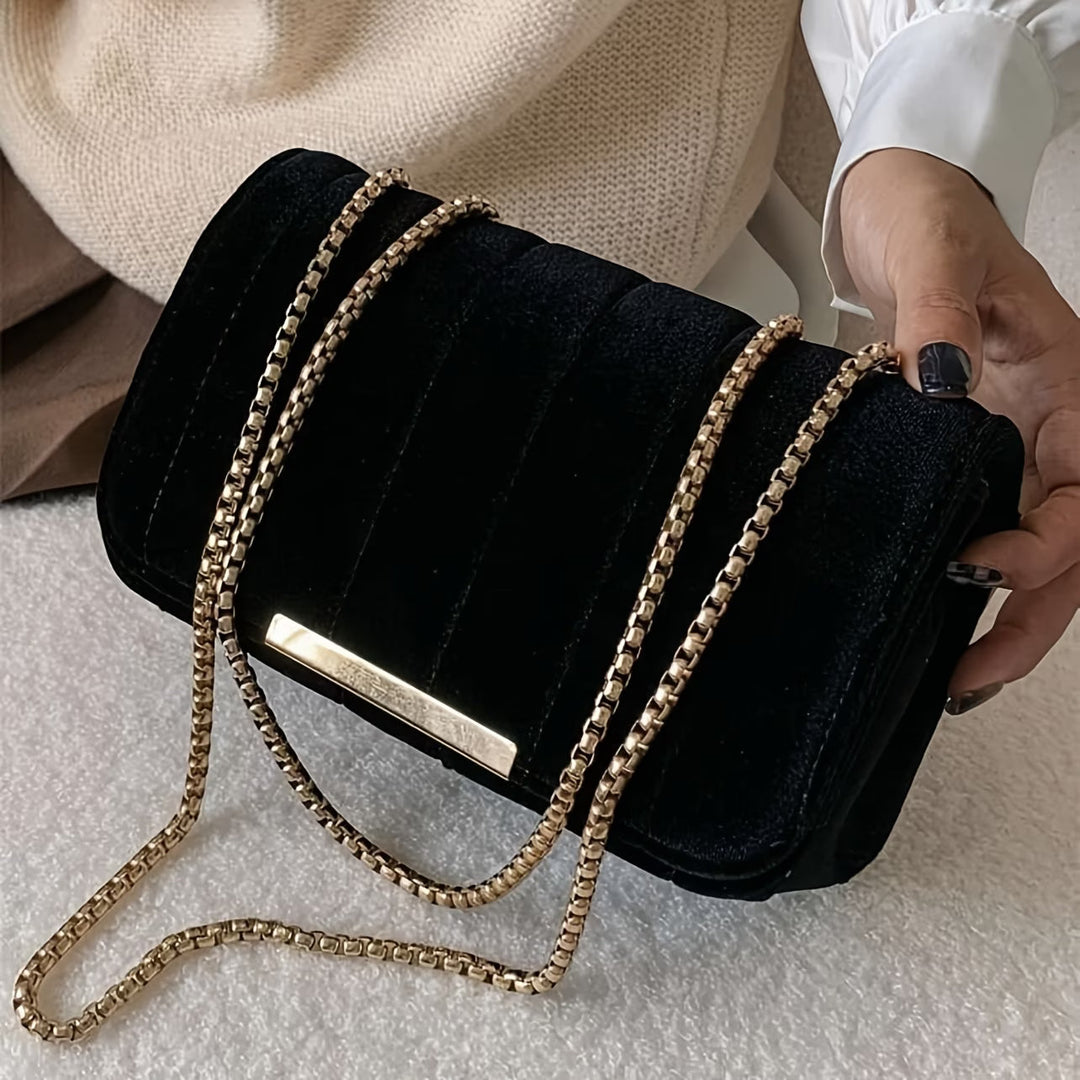 Lana-Velvet Chain Clutch