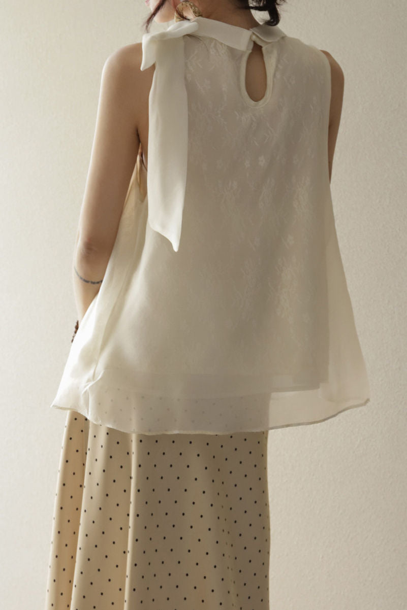 RAQUEL Three-Layer Lace Blouse with Elegant Bow Detail