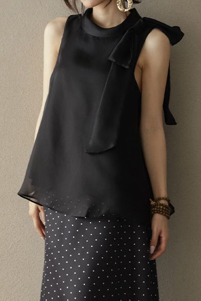 RAQUEL Three-Layer Lace Blouse with Elegant Bow Detail