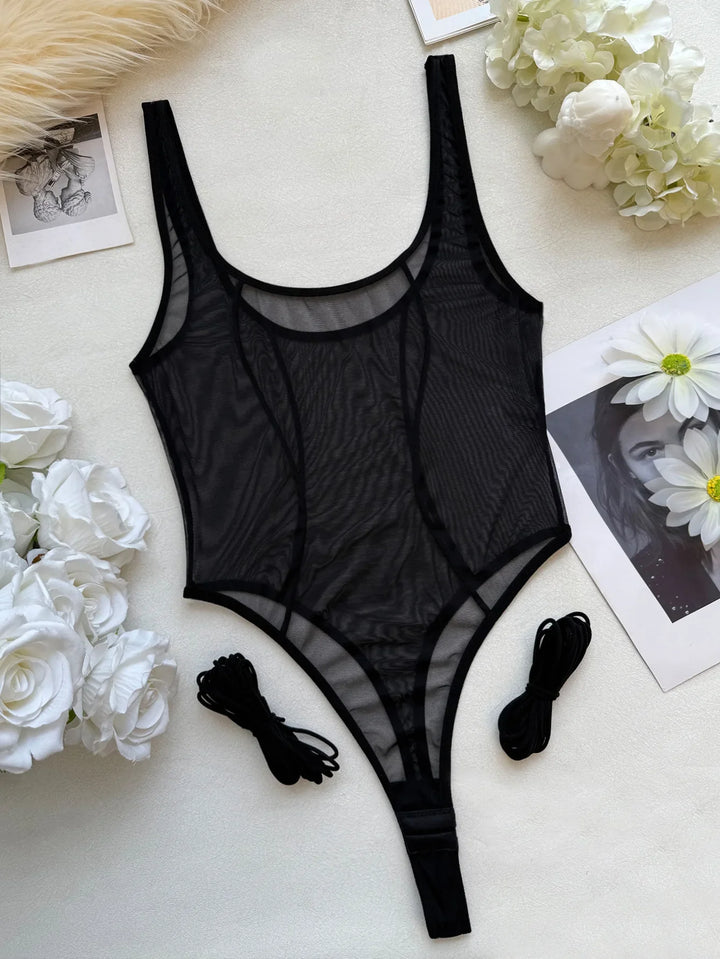 Elara — Sheer Lace-Up Teddy by Avelisse Toronto