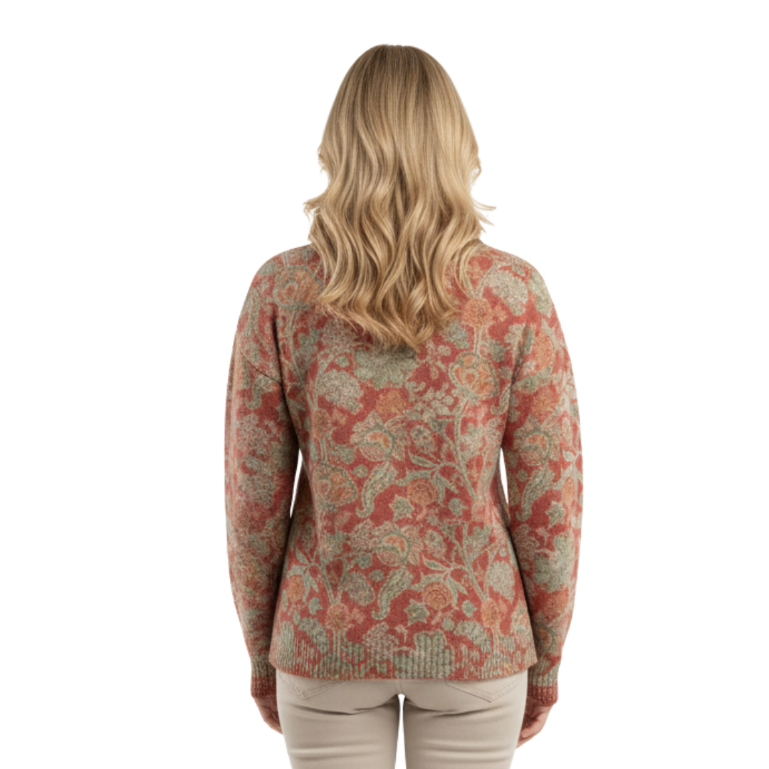 Grace | Winter Floral Knit Turtleneck