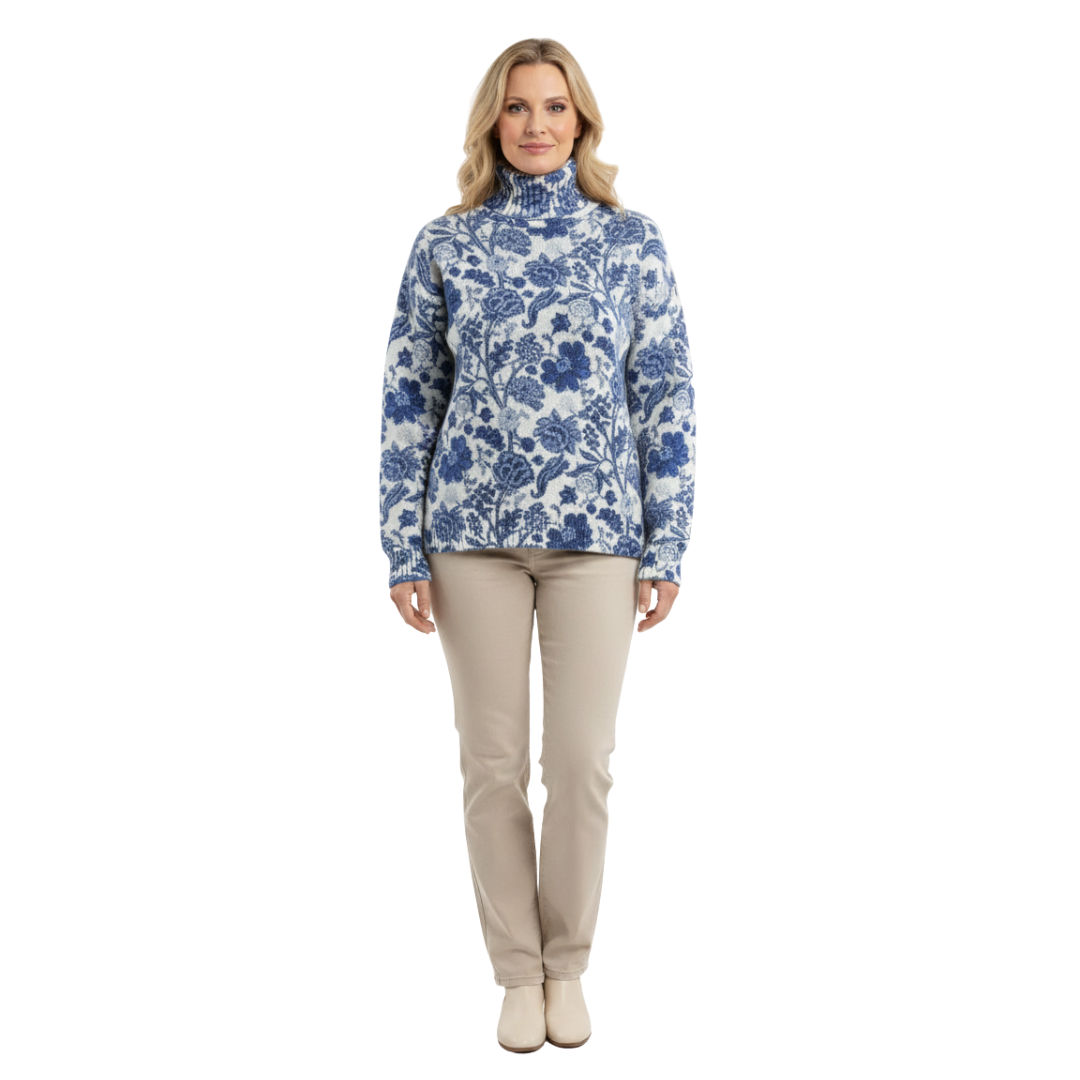 Grace | Winter Floral Knit Turtleneck