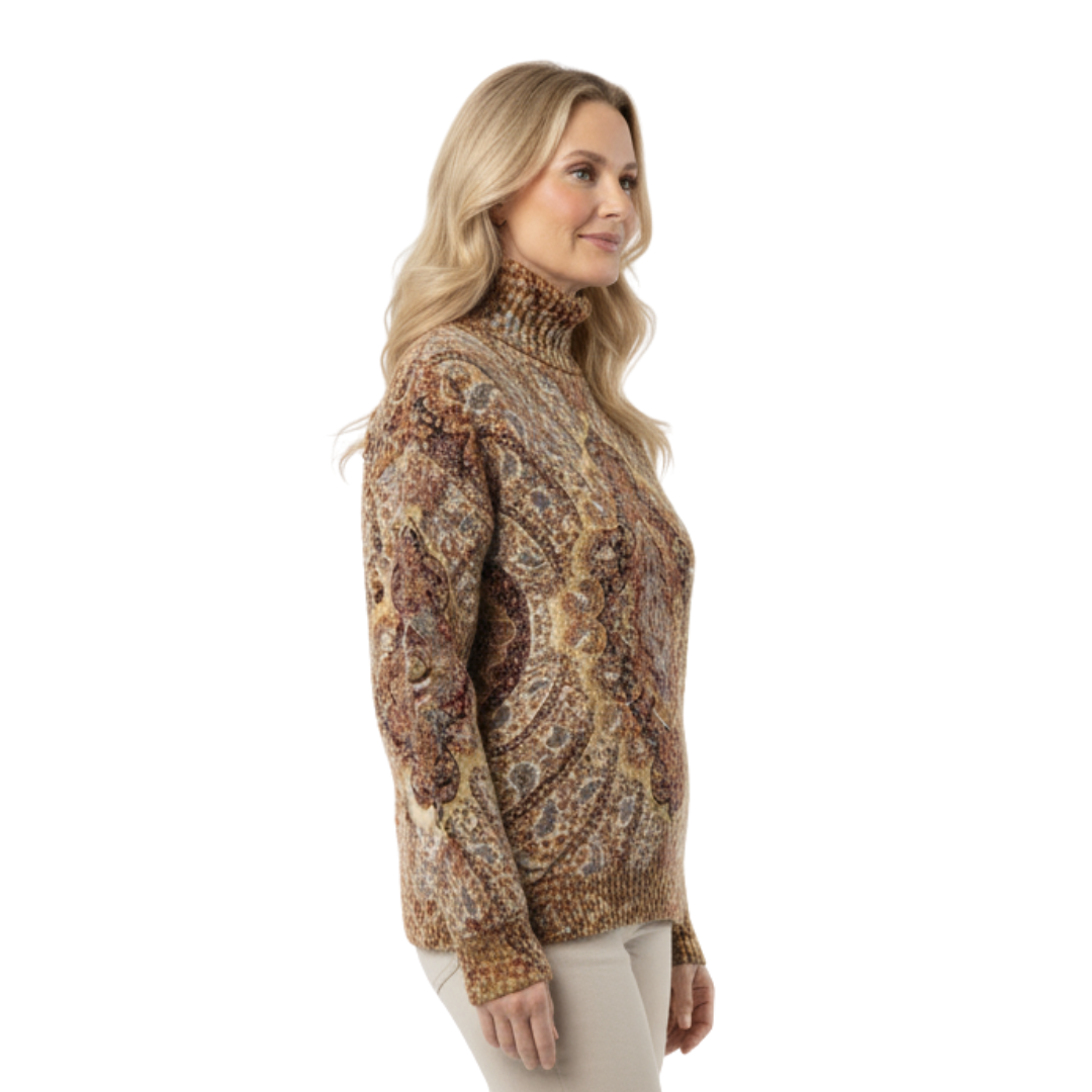 Grace | Winter Floral Knit Turtleneck