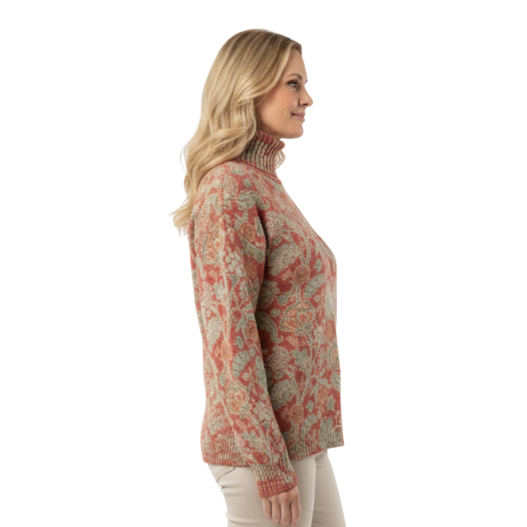 Grace | Winter Floral Knit Turtleneck