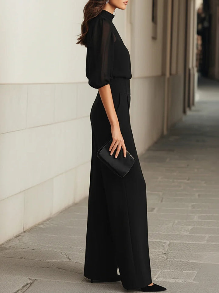 Angie Top And Wide-leg Pants Three-piece Set