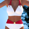 BETTY | High Waisted Double Strap Swimsuit with Contrast Colour