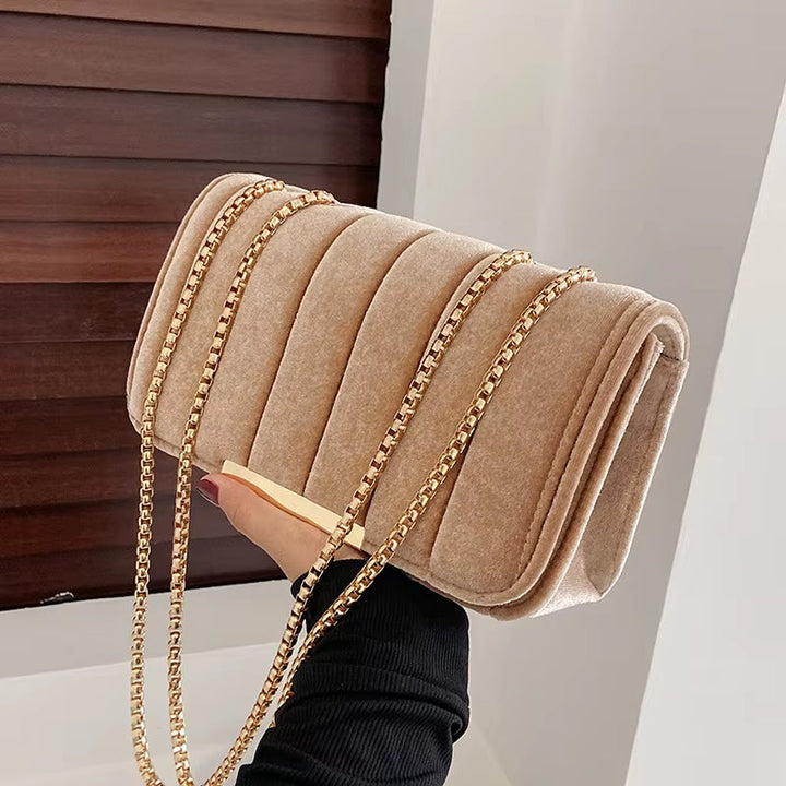 Lana-Velvet Chain Clutch
