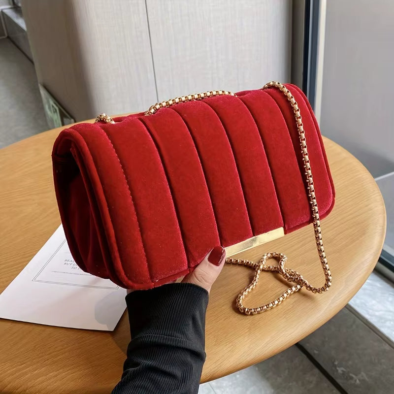 Lana-Velvet Chain Clutch
